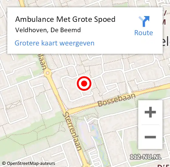 Locatie op kaart van de 112 melding: Ambulance Met Grote Spoed Naar Veldhoven, De Beemd op 7 april 2018 09:55