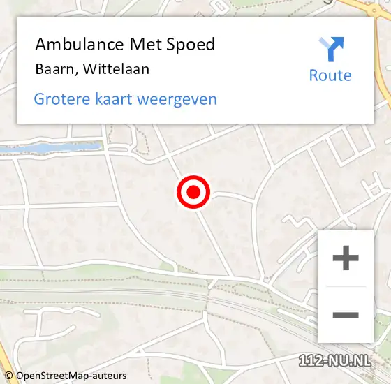 Locatie op kaart van de 112 melding: Ambulance Met Spoed Naar Baarn, Wittelaan op 7 april 2018 10:40