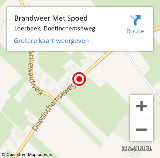 Locatie op kaart van de 112 melding: Brandweer Met Spoed Naar Loerbeek, Doetinchemseweg op 7 april 2018 10:55