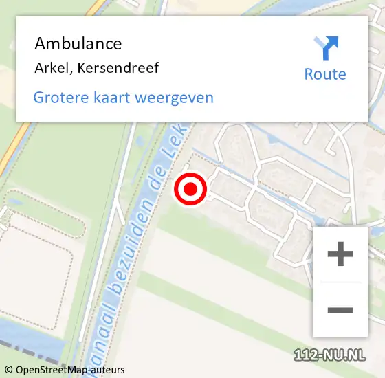 Locatie op kaart van de 112 melding: Ambulance Arkel, Kersendreef op 7 april 2018 11:10