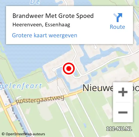 Locatie op kaart van de 112 melding: Brandweer Met Grote Spoed Naar Heerenveen, Essenhaag op 7 april 2018 11:35