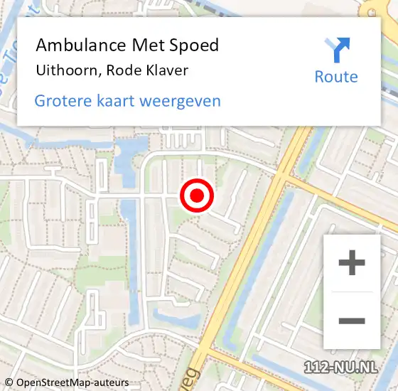 Locatie op kaart van de 112 melding: Ambulance Met Spoed Naar Uithoorn, Rode Klaver op 7 april 2018 11:59
