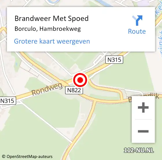 Locatie op kaart van de 112 melding: Brandweer Met Spoed Naar Borculo, Hambroekweg op 7 april 2018 12:02