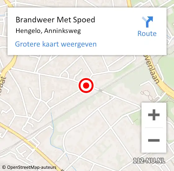 Locatie op kaart van de 112 melding: Brandweer Met Spoed Naar Hengelo, Anninksweg op 7 april 2018 12:27