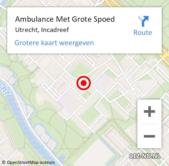 Locatie op kaart van de 112 melding: Ambulance Met Grote Spoed Naar Utrecht, Incadreef op 7 april 2018 14:01