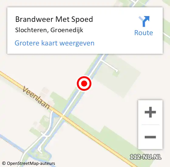 Locatie op kaart van de 112 melding: Brandweer Met Spoed Naar Slochteren, Groenedijk op 7 april 2018 14:07