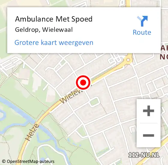 Locatie op kaart van de 112 melding: Ambulance Met Spoed Naar Geldrop, Wielewaal op 7 april 2018 14:15