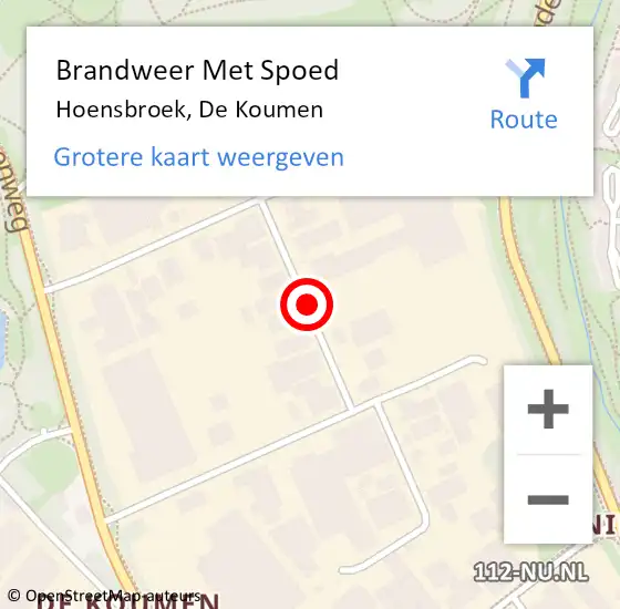 Locatie op kaart van de 112 melding: Brandweer Met Spoed Naar Hoensbroek, De Koumen op 7 april 2018 14:37
