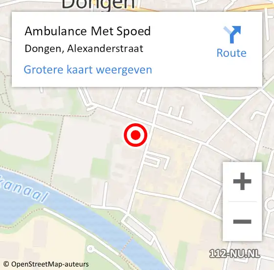 Locatie op kaart van de 112 melding: Ambulance Met Spoed Naar Dongen, Alexanderstraat op 7 april 2018 14:40