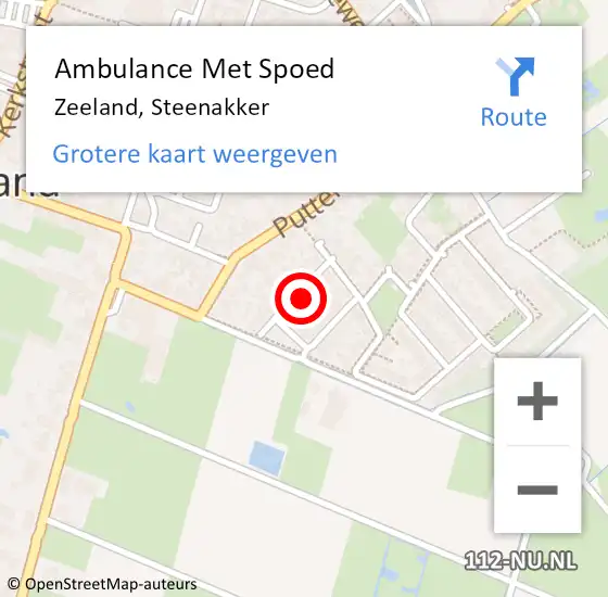 Locatie op kaart van de 112 melding: Ambulance Met Spoed Naar Zeeland, Steenakker op 7 april 2018 14:44