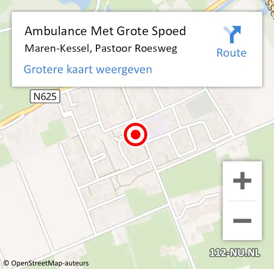 Locatie op kaart van de 112 melding: Ambulance Met Grote Spoed Naar Maren-Kessel, Pastoor Roesweg op 7 april 2018 14:48