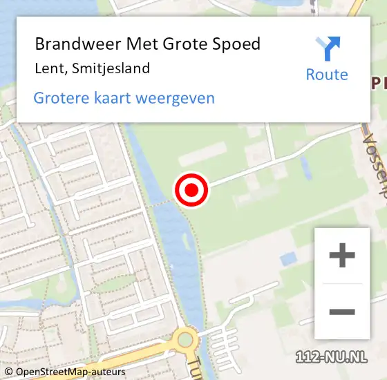 Locatie op kaart van de 112 melding: Brandweer Met Grote Spoed Naar Lent, Smitjesland op 7 april 2018 14:57