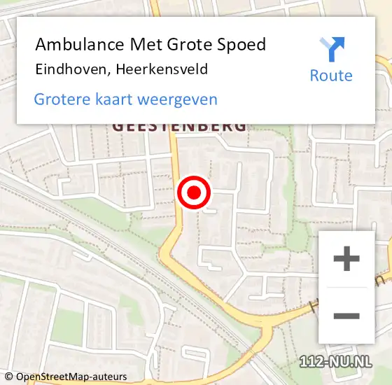 Locatie op kaart van de 112 melding: Ambulance Met Grote Spoed Naar Eindhoven, Heerkensveld op 7 april 2018 15:18