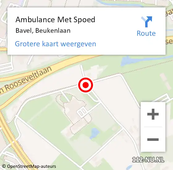 Locatie op kaart van de 112 melding: Ambulance Met Spoed Naar Bavel, Beukenlaan op 7 april 2018 16:03