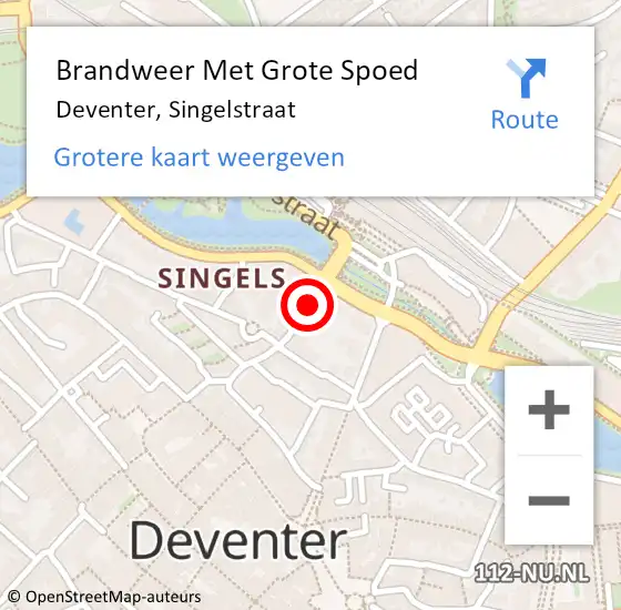 Locatie op kaart van de 112 melding: Brandweer Met Grote Spoed Naar Deventer, Singelstraat op 7 april 2018 16:03