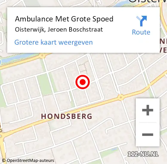 Locatie op kaart van de 112 melding: Ambulance Met Grote Spoed Naar Oisterwijk, Jeroen Boschstraat op 7 april 2018 16:56