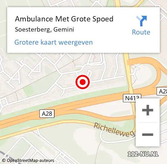 Locatie op kaart van de 112 melding: Ambulance Met Grote Spoed Naar Soesterberg, Gemini op 7 april 2018 17:13