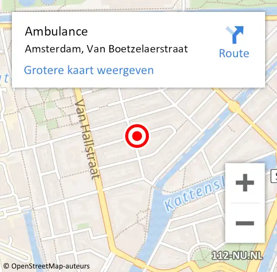 Locatie op kaart van de 112 melding: Ambulance Amsterdam, Van Boetzelaerstraat op 7 april 2018 17:48
