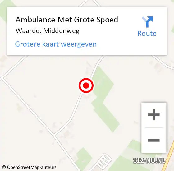 Locatie op kaart van de 112 melding: Ambulance Met Grote Spoed Naar Waarde, Middenweg op 7 april 2018 18:11