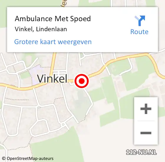 Locatie op kaart van de 112 melding: Ambulance Met Spoed Naar Vinkel, Lindenlaan op 7 april 2018 18:22