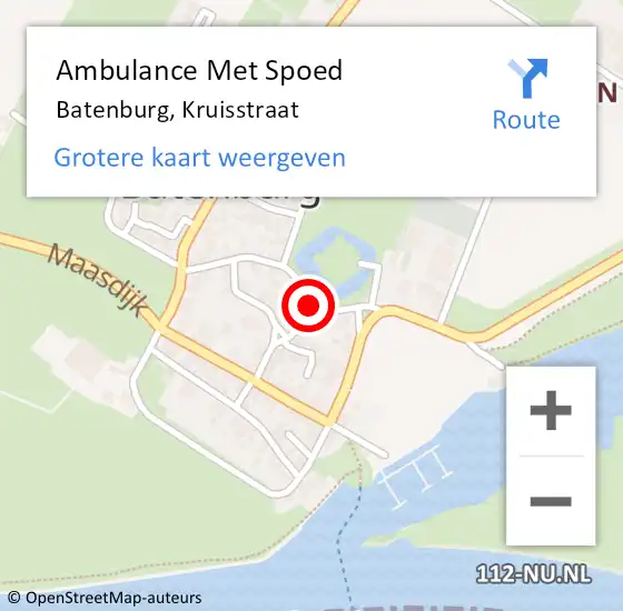 Locatie op kaart van de 112 melding: Ambulance Met Spoed Naar Batenburg, Kruisstraat op 7 april 2018 18:37