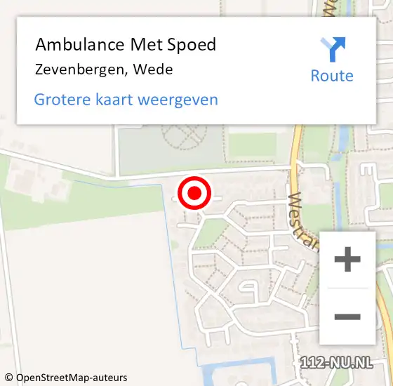 Locatie op kaart van de 112 melding: Ambulance Met Spoed Naar Zevenbergen, Wede op 7 april 2018 19:50