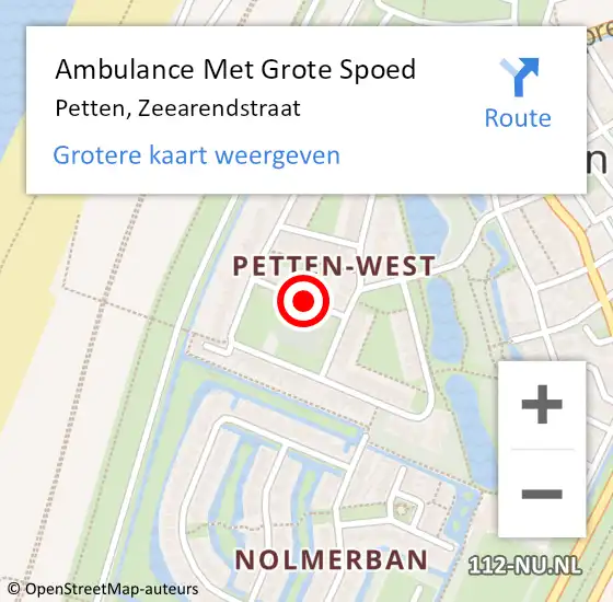 Locatie op kaart van de 112 melding: Ambulance Met Grote Spoed Naar Petten, Zeearendstraat op 7 april 2018 20:53