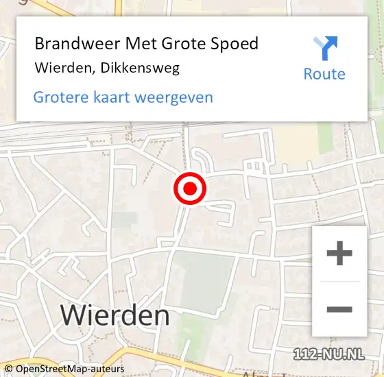 Locatie op kaart van de 112 melding: Brandweer Met Grote Spoed Naar Wierden, Dikkensweg op 7 april 2018 21:24