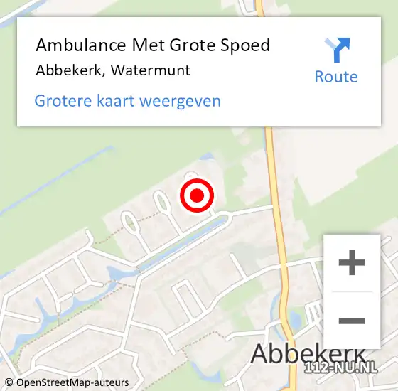 Locatie op kaart van de 112 melding: Ambulance Met Grote Spoed Naar Abbekerk, Watermunt op 7 april 2018 22:31