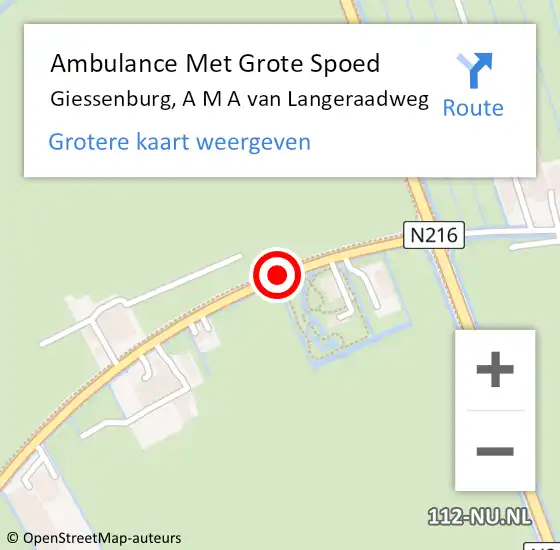 Locatie op kaart van de 112 melding: Ambulance Met Grote Spoed Naar Giessenburg, A M A van Langeraadweg op 7 april 2018 23:07