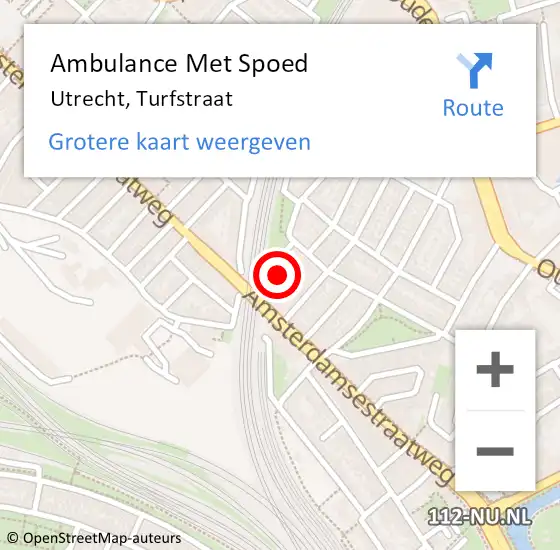 Locatie op kaart van de 112 melding: Ambulance Met Spoed Naar Utrecht, Turfstraat op 7 april 2018 23:30