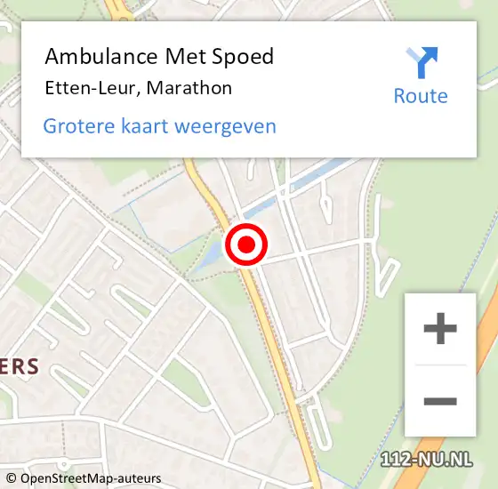 Locatie op kaart van de 112 melding: Ambulance Met Spoed Naar Etten-Leur, Marathon op 7 april 2018 23:47