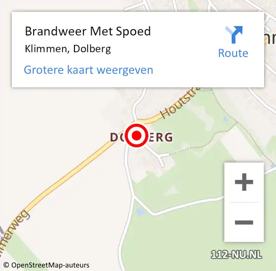 Locatie op kaart van de 112 melding: Brandweer Met Spoed Naar Klimmen, Dolberg op 8 april 2018 00:49