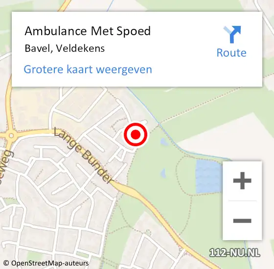 Locatie op kaart van de 112 melding: Ambulance Met Spoed Naar Bavel, Veldekens op 8 april 2018 00:56