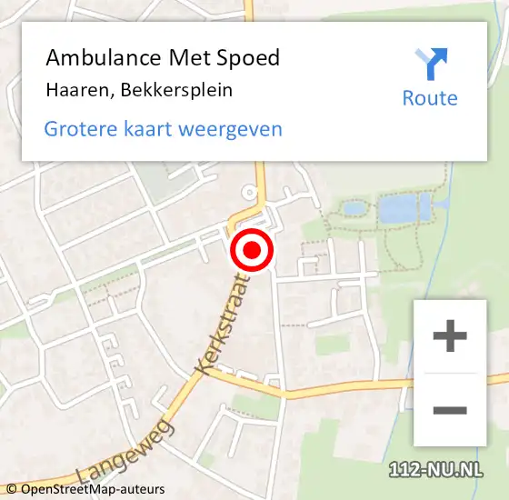 Locatie op kaart van de 112 melding: Ambulance Met Spoed Naar Haaren, Bekkersplein op 8 april 2018 01:19