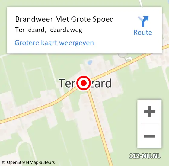 Locatie op kaart van de 112 melding: Brandweer Met Grote Spoed Naar Ter Idzard, Idzardaweg op 8 april 2018 02:04