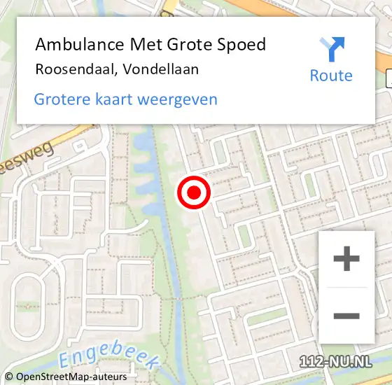 Locatie op kaart van de 112 melding: Ambulance Met Grote Spoed Naar Roosendaal, Vondellaan op 8 april 2018 02:40