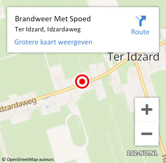 Locatie op kaart van de 112 melding: Brandweer Met Spoed Naar Ter Idzard, Idzardaweg op 8 april 2018 03:11