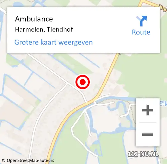 Locatie op kaart van de 112 melding: Ambulance Harmelen, Tiendhof op 8 april 2018 03:13