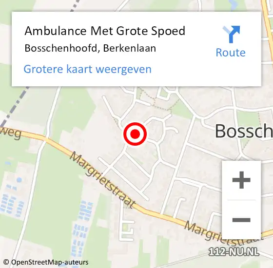 Locatie op kaart van de 112 melding: Ambulance Met Grote Spoed Naar Bosschenhoofd, Berkenlaan op 8 april 2018 03:43