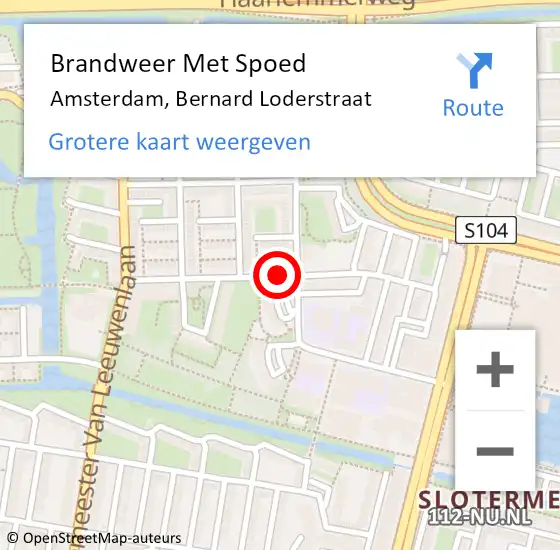 Locatie op kaart van de 112 melding: Brandweer Met Spoed Naar Amsterdam, Bernard Loderstraat op 8 april 2018 04:12