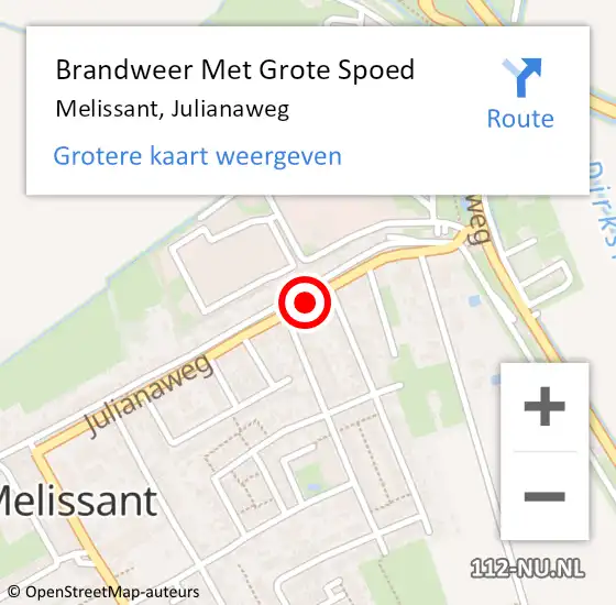 Locatie op kaart van de 112 melding: Brandweer Met Grote Spoed Naar Melissant, Julianaweg op 8 april 2018 04:34