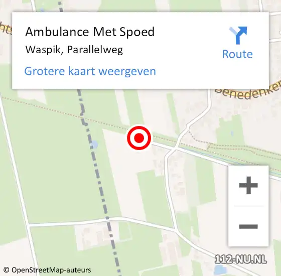 Locatie op kaart van de 112 melding: Ambulance Met Spoed Naar Waspik, Parallelweg op 8 april 2018 06:38