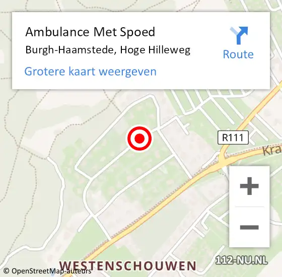 Locatie op kaart van de 112 melding: Ambulance Met Spoed Naar Burgh-Haamstede, Hoge Hilleweg op 8 april 2018 07:00