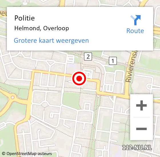 Locatie op kaart van de 112 melding: Politie Helmond, Overloop op 8 april 2018 07:07