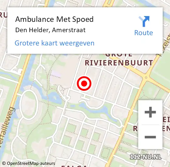 Locatie op kaart van de 112 melding: Ambulance Met Spoed Naar Den Helder, Amerstraat op 8 april 2018 09:11