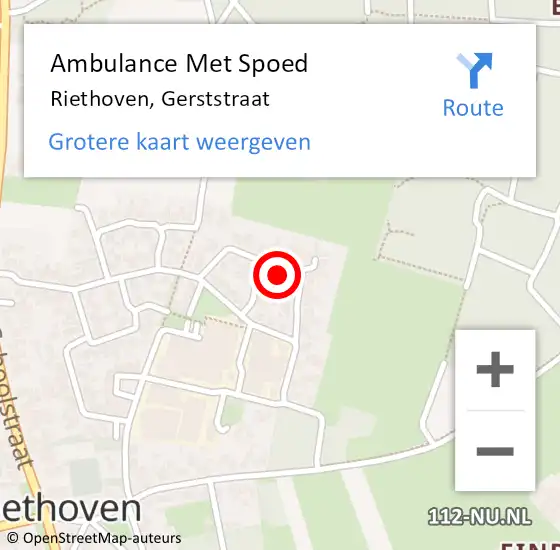 Locatie op kaart van de 112 melding: Ambulance Met Spoed Naar Riethoven, Gerststraat op 8 april 2018 09:54