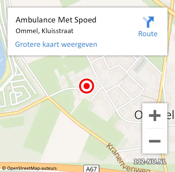 Locatie op kaart van de 112 melding: Ambulance Met Spoed Naar Ommel, Kluisstraat op 8 april 2018 10:06