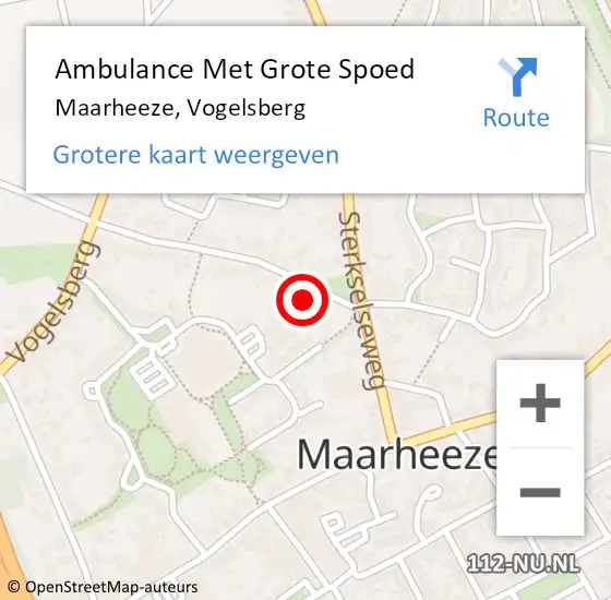 Locatie op kaart van de 112 melding: Ambulance Met Grote Spoed Naar Maarheeze, Vogelsberg op 8 april 2018 10:17