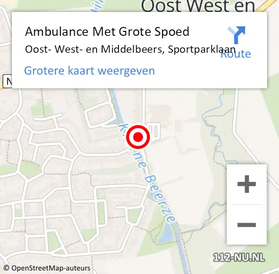 Locatie op kaart van de 112 melding: Ambulance Met Grote Spoed Naar Oost- West- en Middelbeers, Sportparklaan op 8 april 2018 11:34